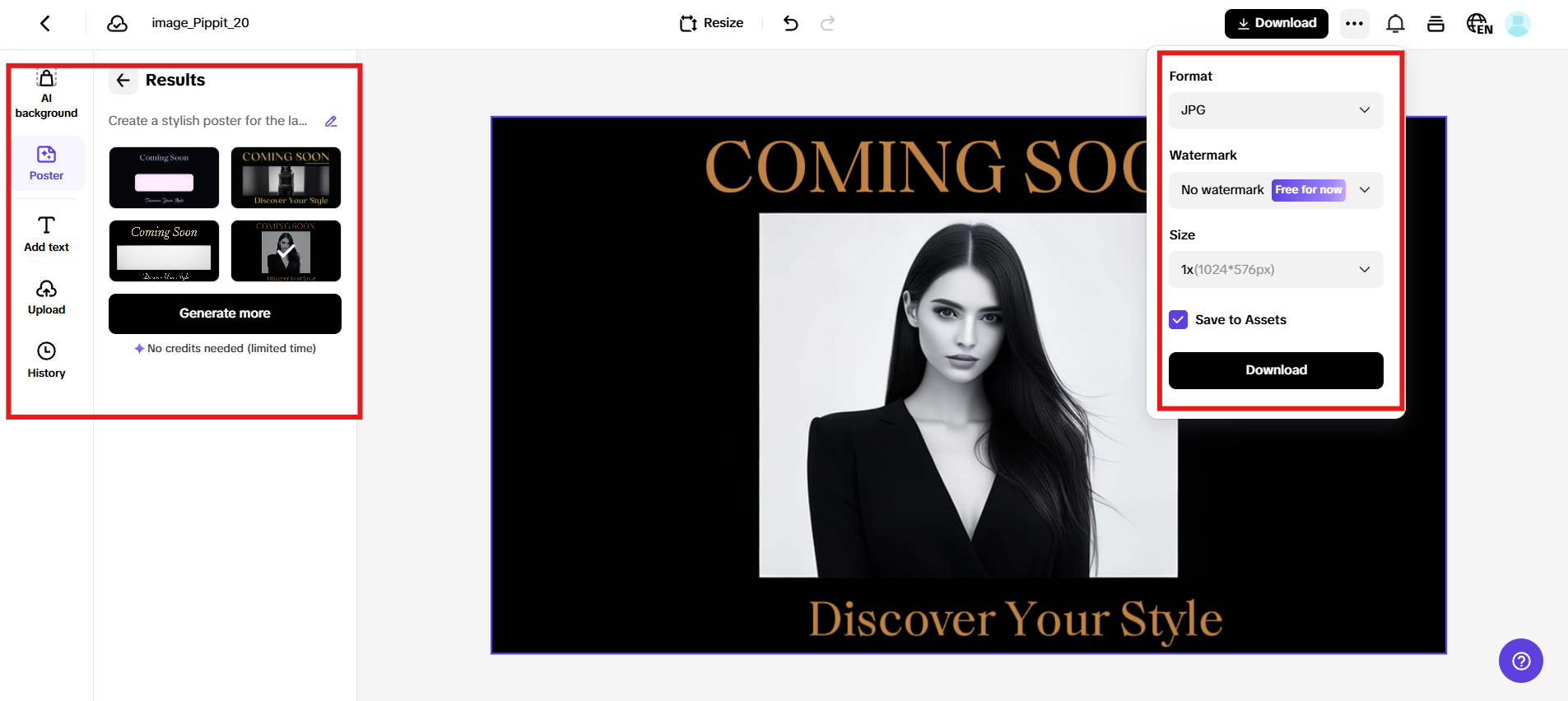 Select, customize and download the poster