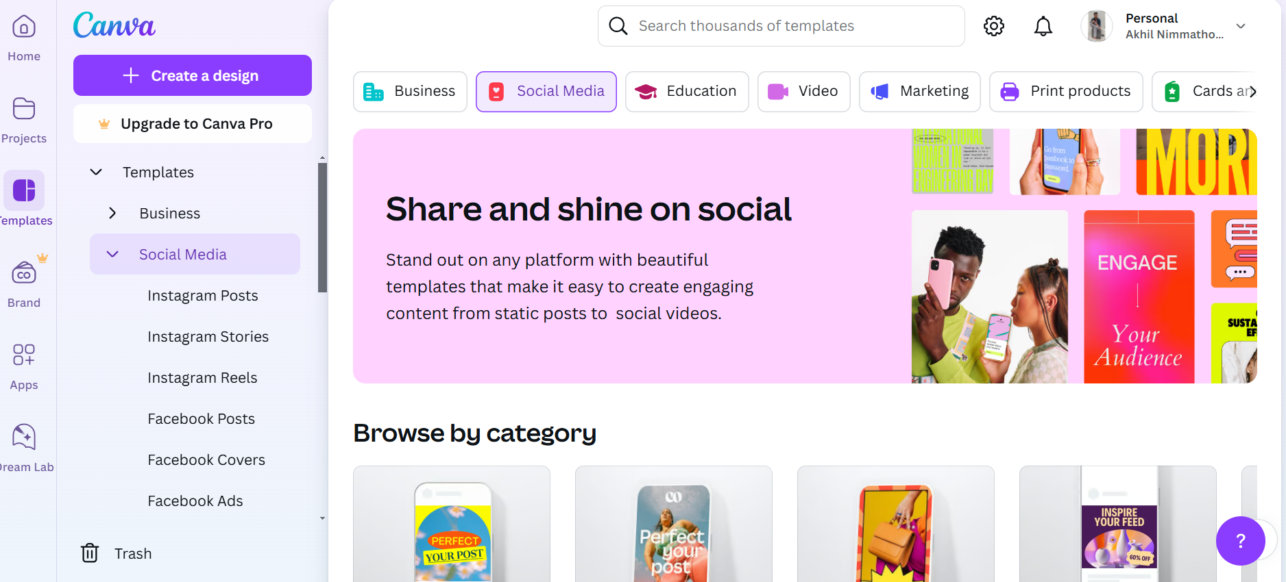 Canva's interface