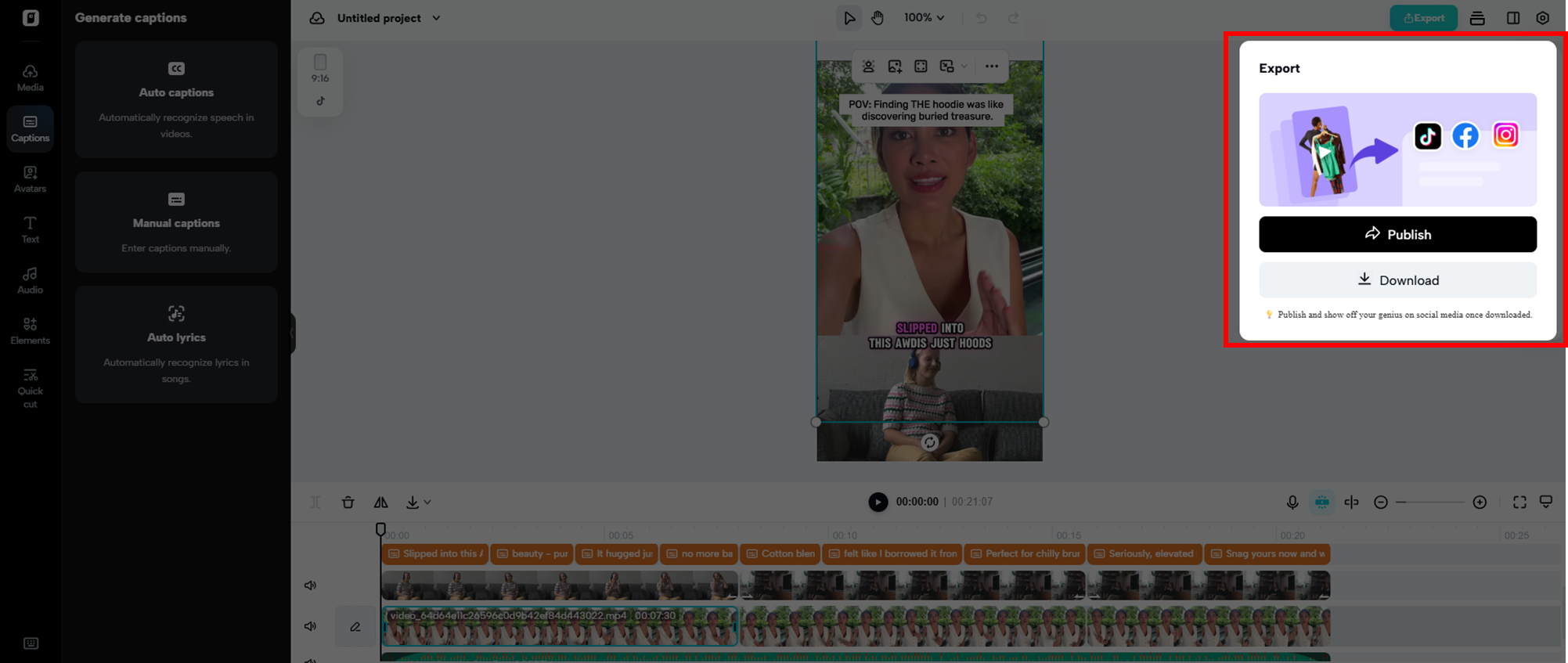 作成した動画を公開またはダウンロード