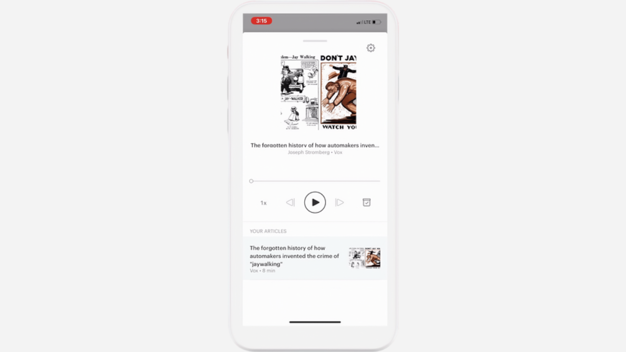 Pocket app interface