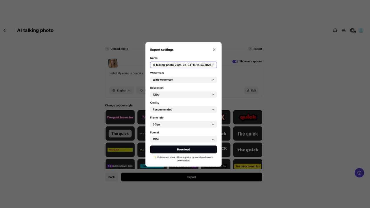 Export and download