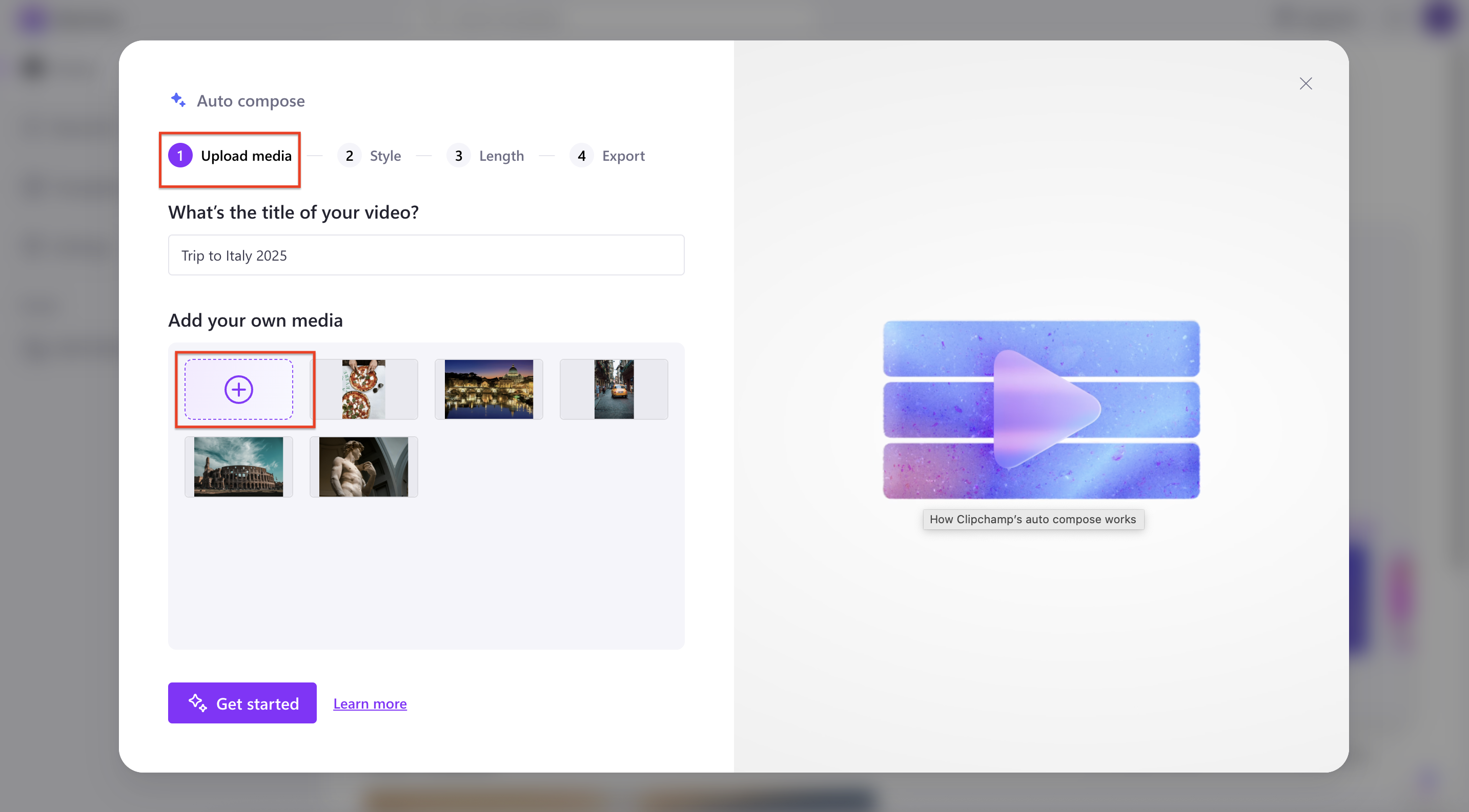 Upload the media files for video