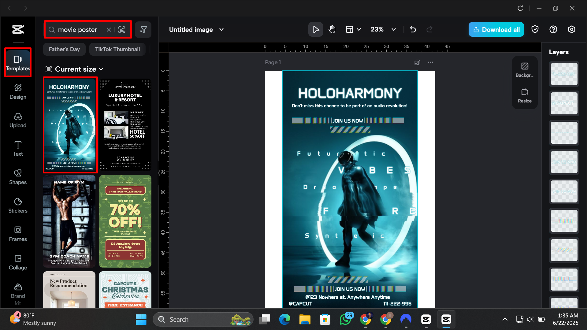 Naghahanap ng partikular na template ng poster sa CapCut desktop video editor