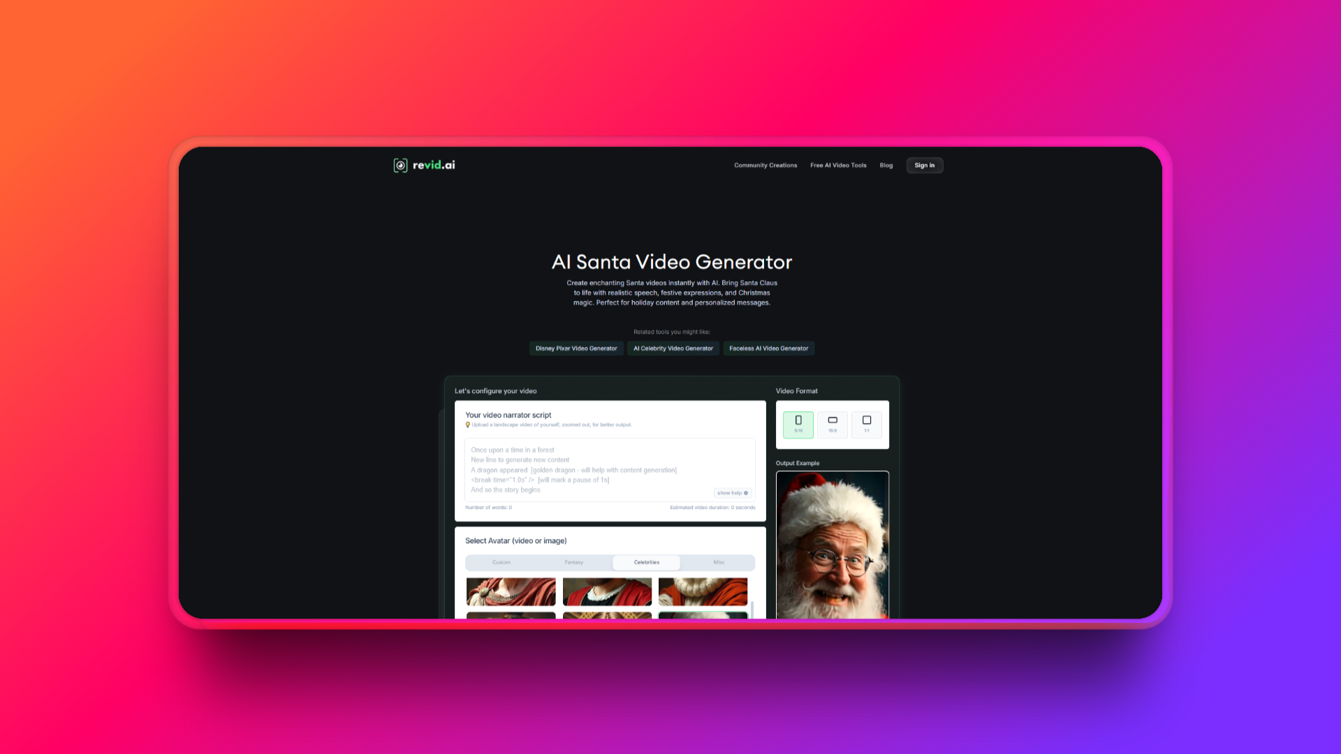 Create AI Santa videos with Revid