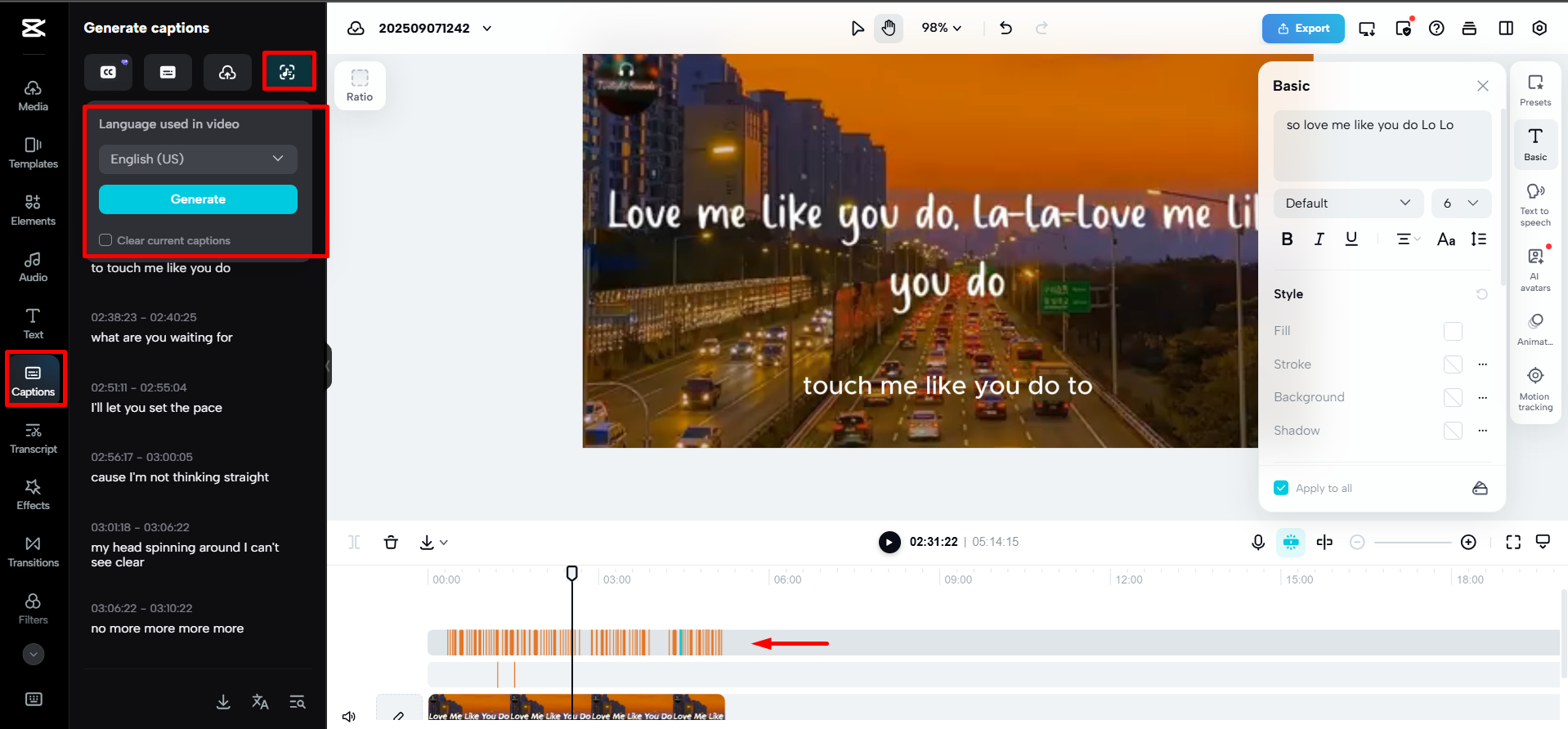 Generando letras automáticas para una canción