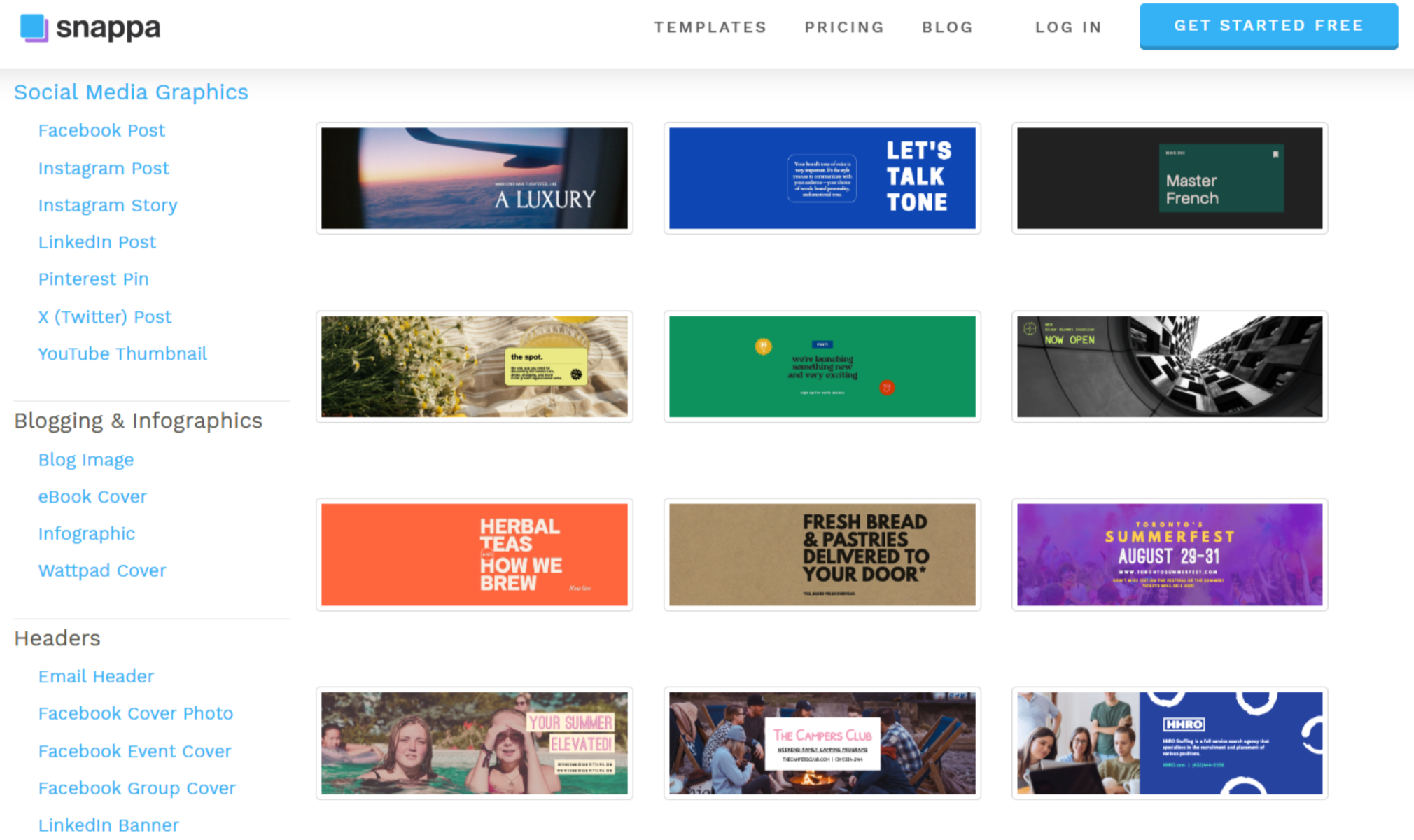 Interface of Snappa - a valuable resource for Twitter header templates