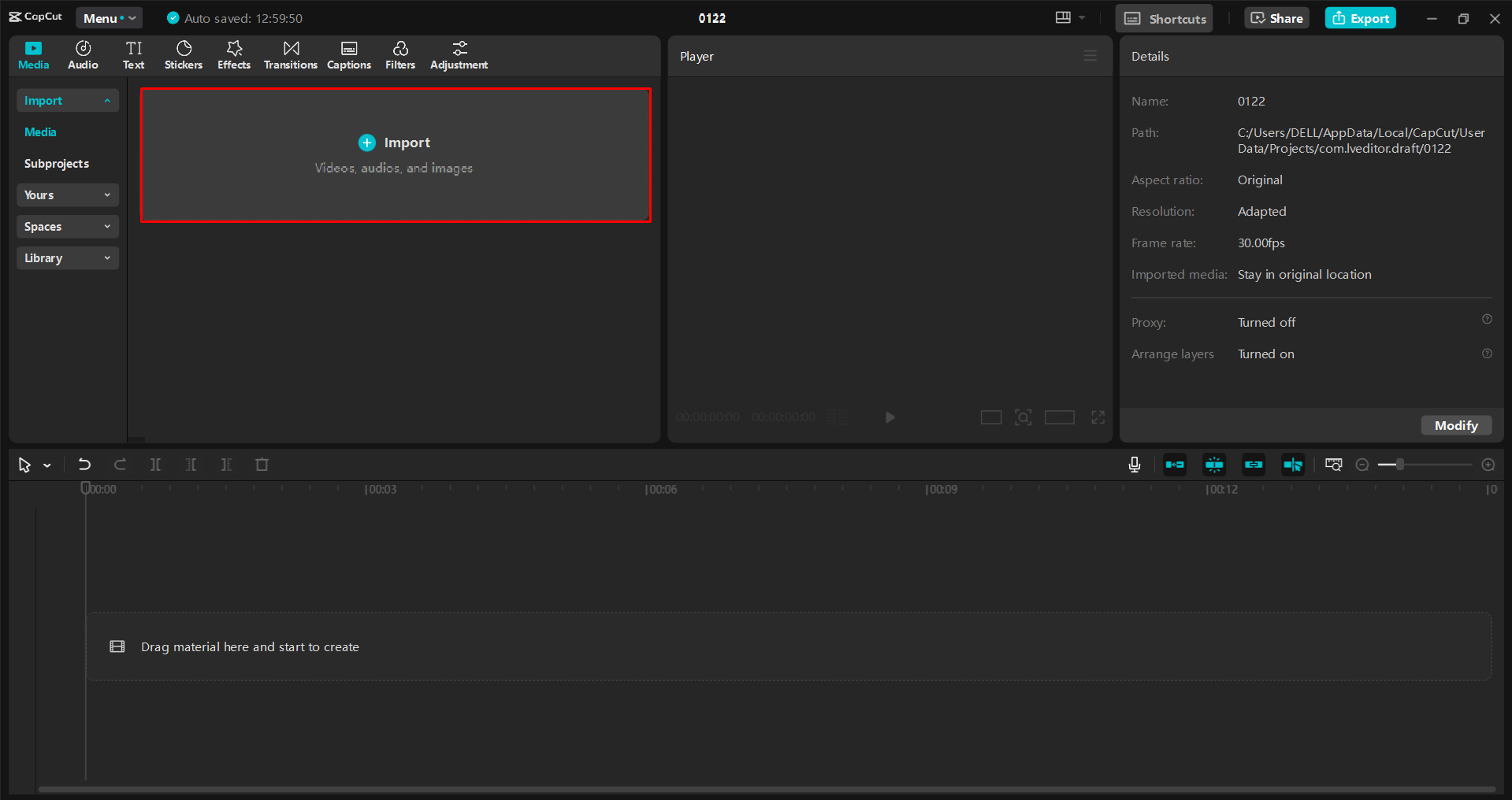 Mengimpor video ke dalam CapCut editor video desktop