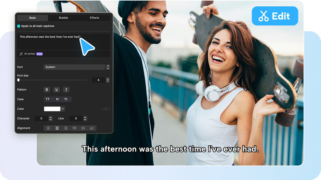 Customizable generated dialogues in CapCut