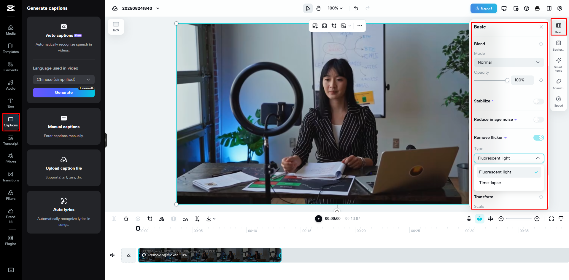 Modifica e ottimizza il video in CapCut Web