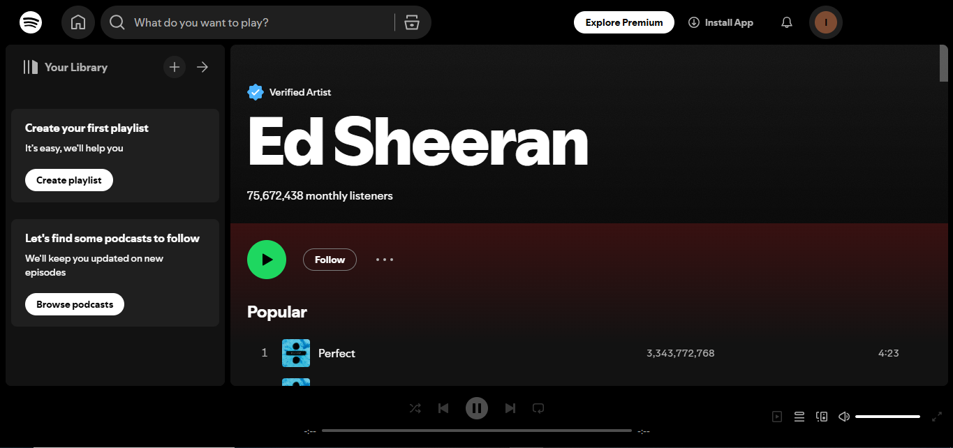 Ed Sheeran - Uno degli artisti più seguiti su Spotify