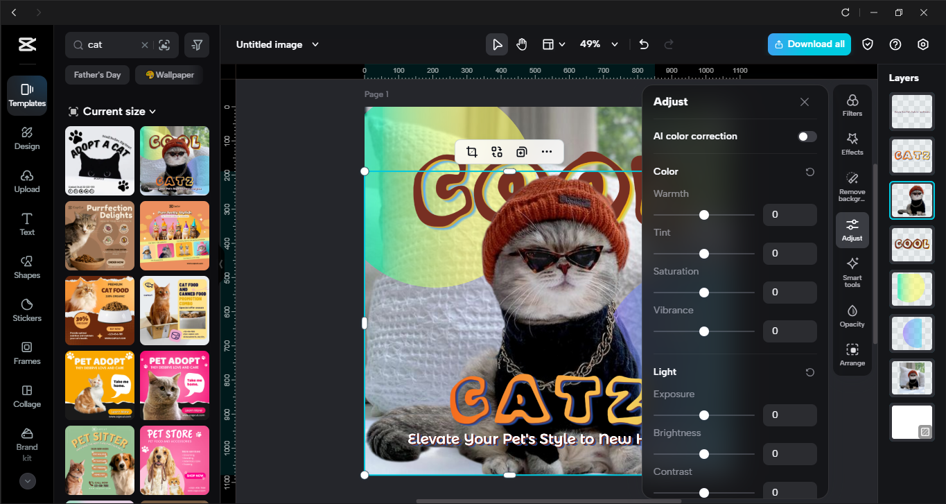 Interface of CapCut desktop video editor - the best tool to enhance photos