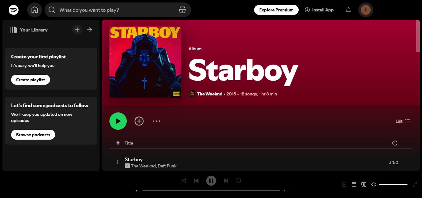 The Weeknd 'den Starboy - Spotify' da en çok dinlenen ilk 10 albüm arasında