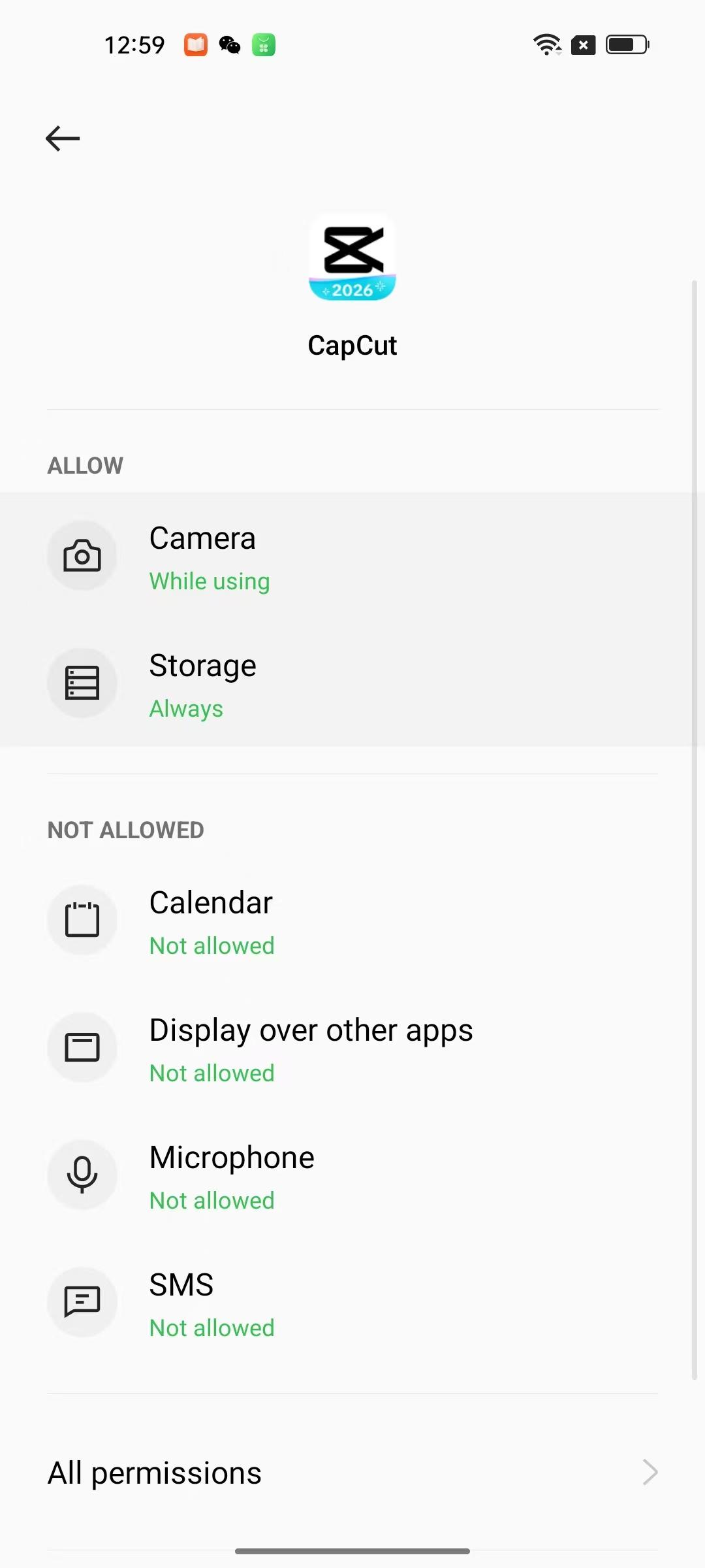 Impostazioni di autorizzazione all'accesso alle foto per CapCut