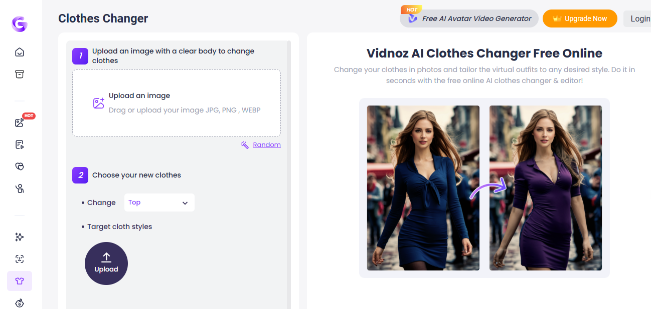 Vidnoz AI interface