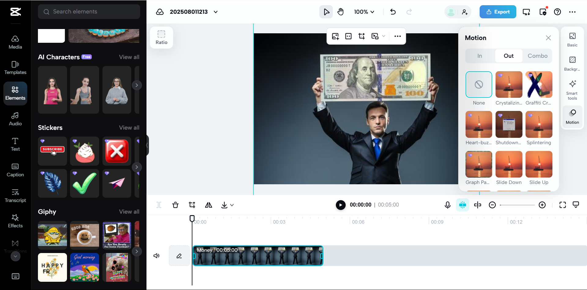 Interface de CapCut Web - le meilleur outil pour convertir des images en GIFs
