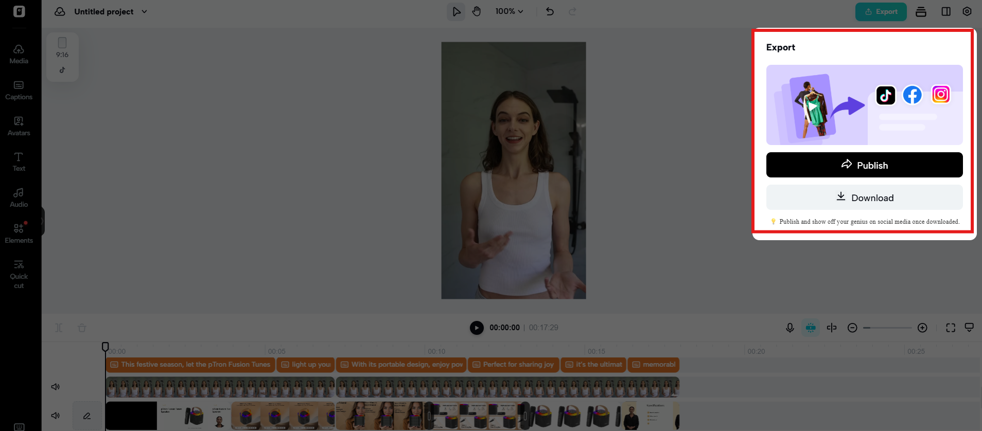 Export the video
