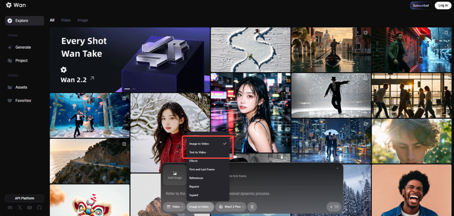 Accede al generador de video Wan AI