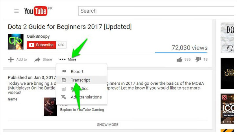 Como transcrever um vídeo do YouTube