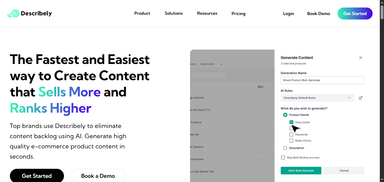 Describely AI copywriting tool
