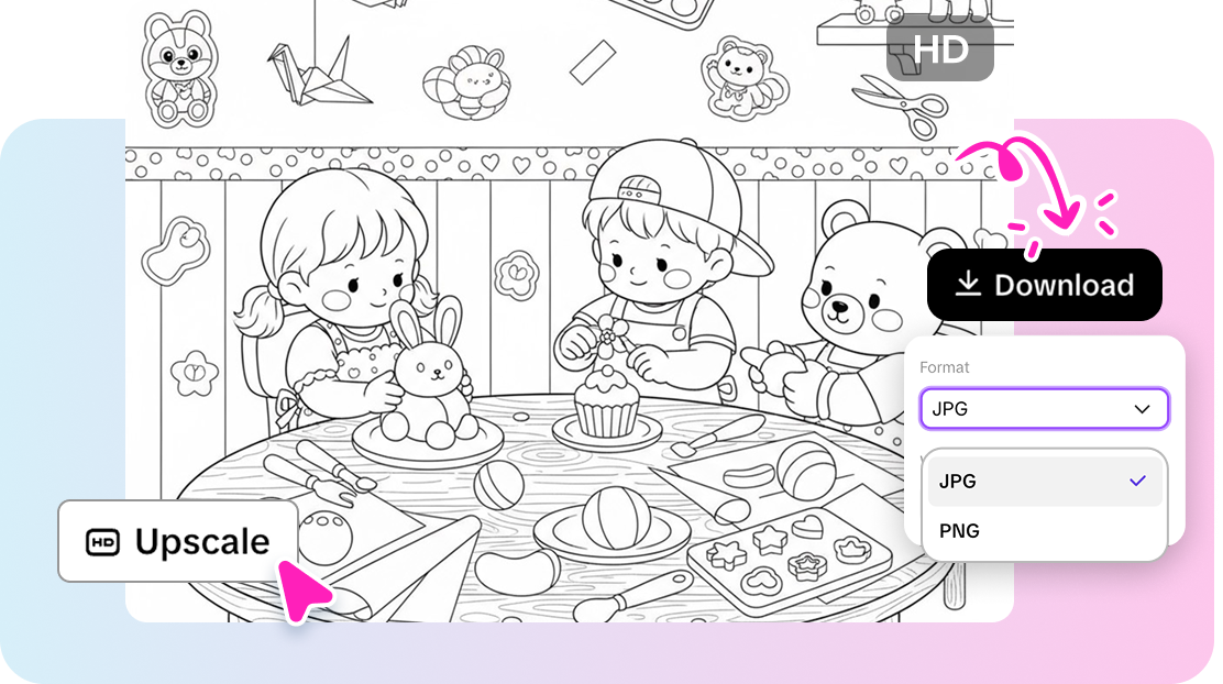 Editing tools to customize AI coloring pages