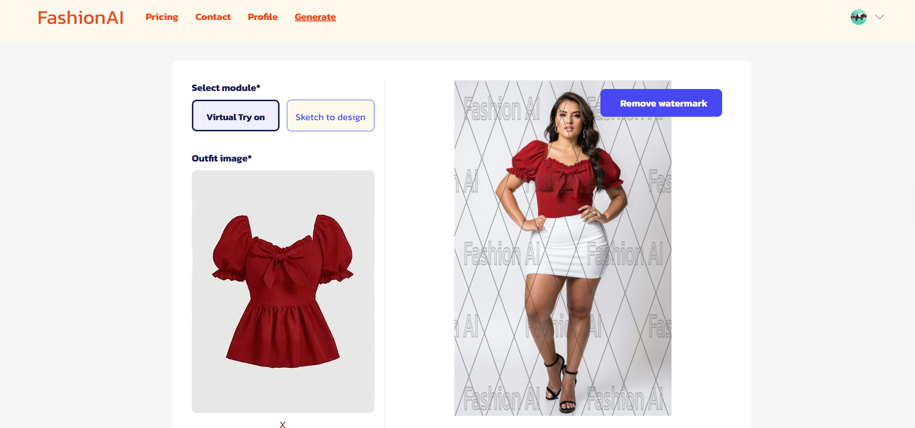 FashionAI interface