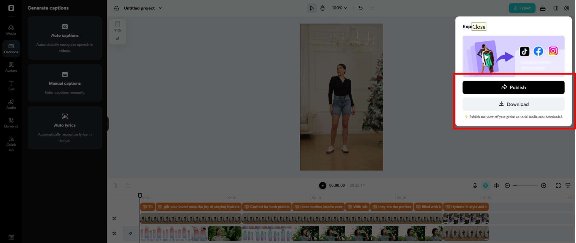 Export videos from Pippit