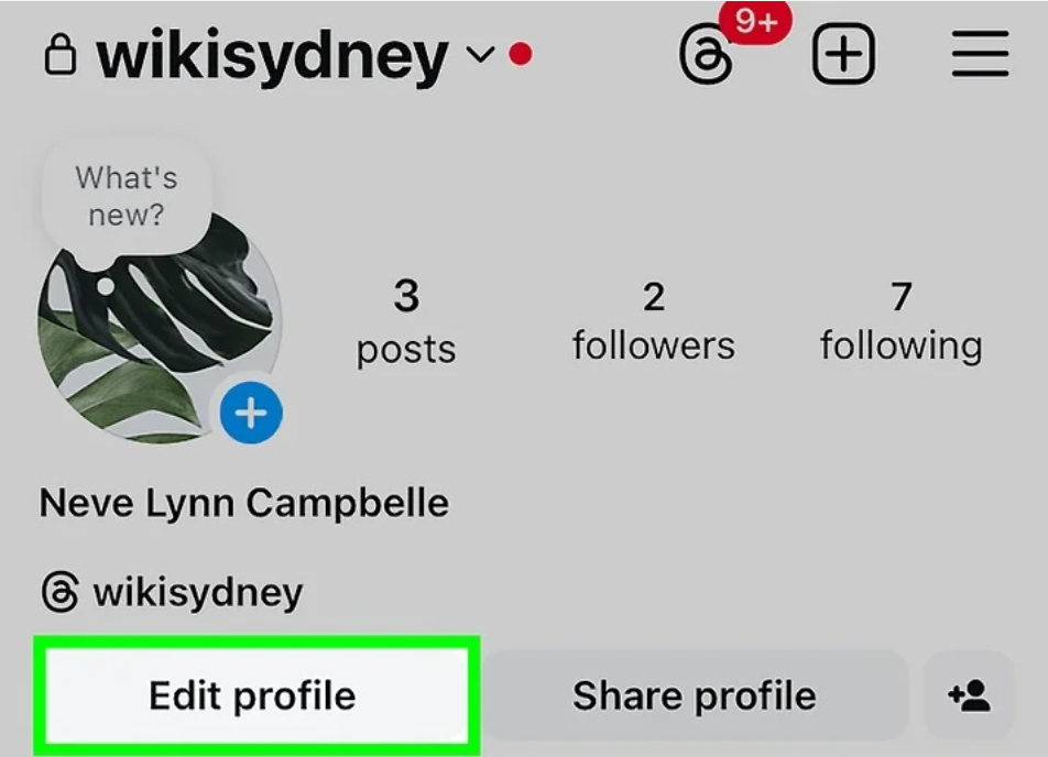 Access your profile on Instagram