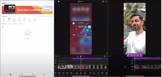 Verwendung des VN-Videoeditors für Rollen auf dem Handy