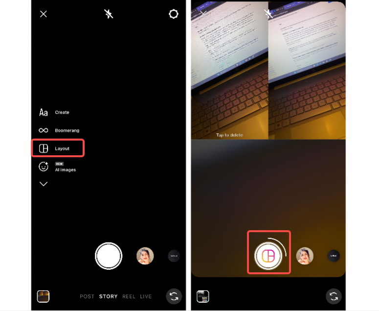 Apply the layout option to add multiple photos
