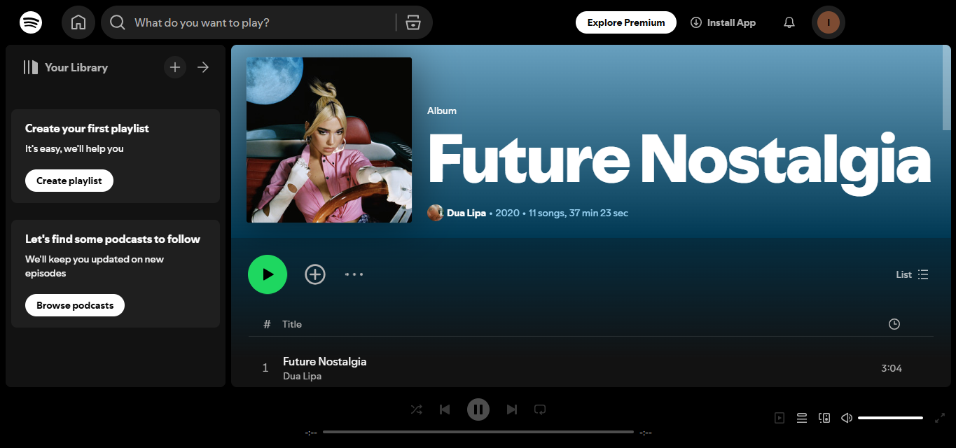 Dua Lipa 'dan Future Nostalgia - Spotify' da en çok dinlenen albüm