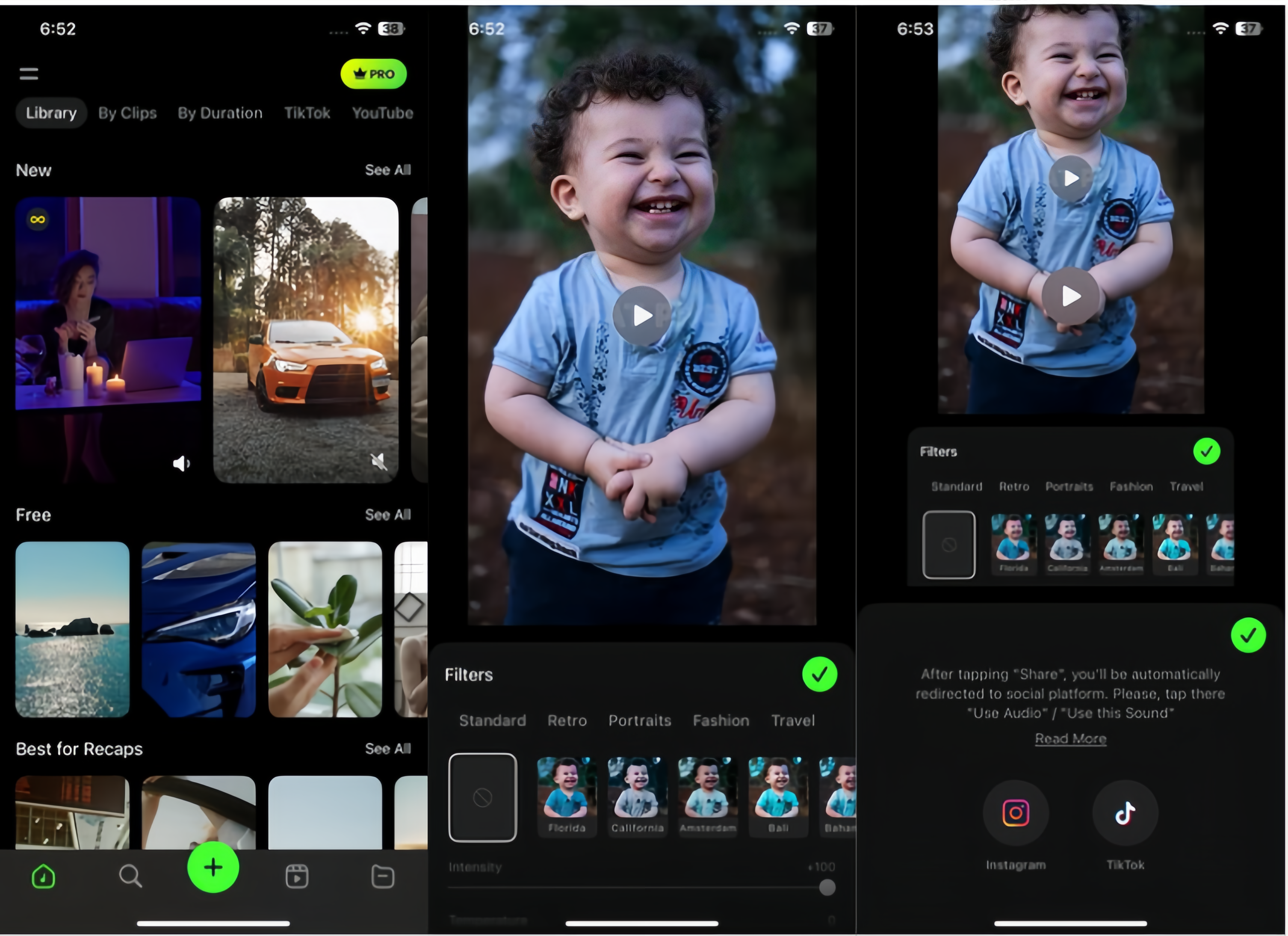 Interface of Beat - a perfect reel template app