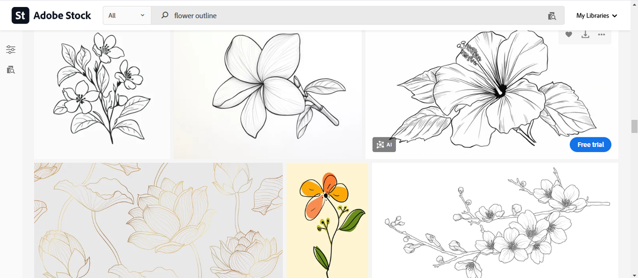 Create flower outline design with Adobe Stock