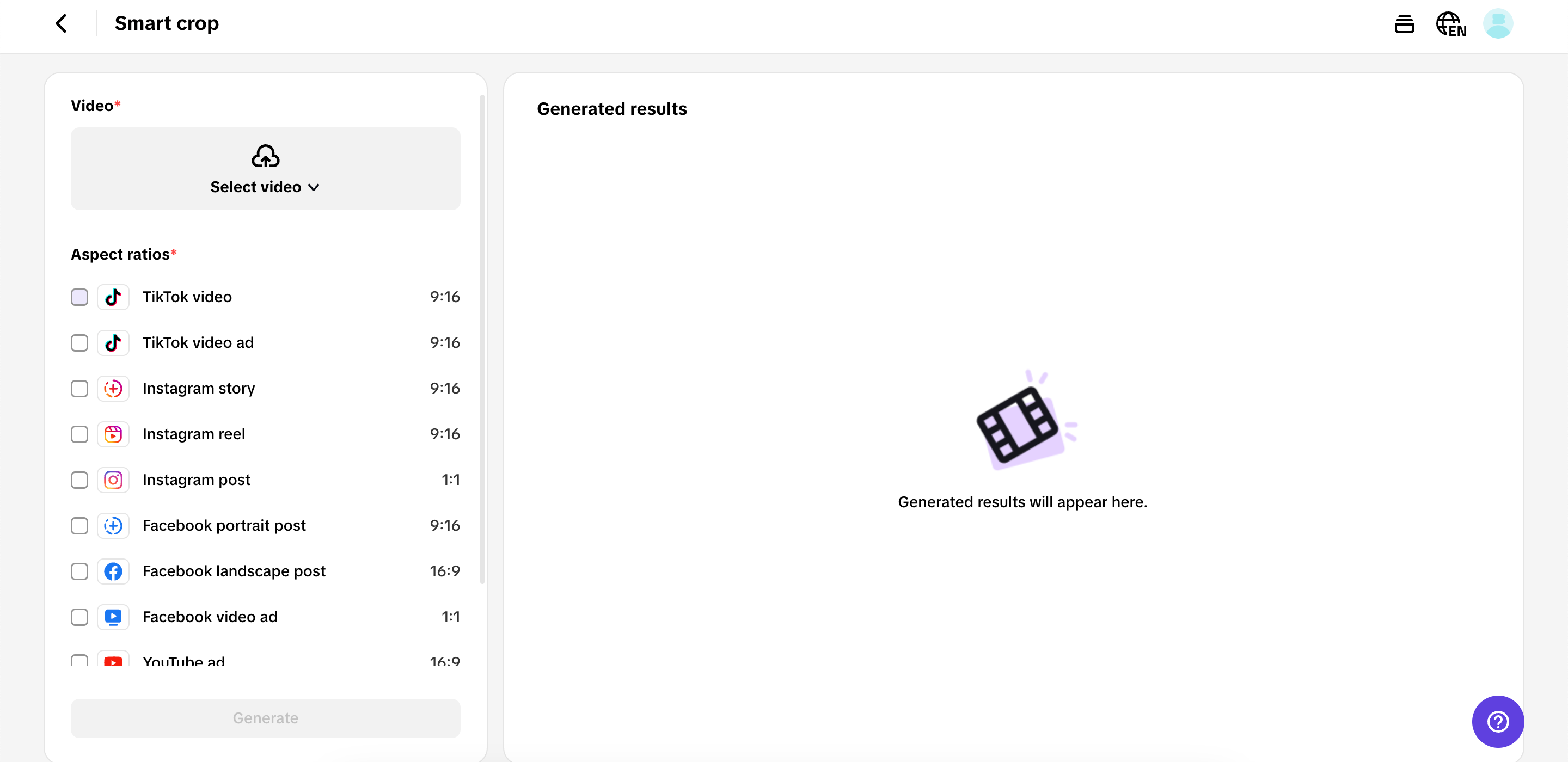 Awtomatikong inaangkop ang mga dimensyon ng video