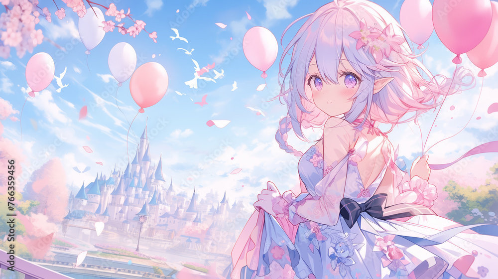 Anime character with pastel colors and dreamy background