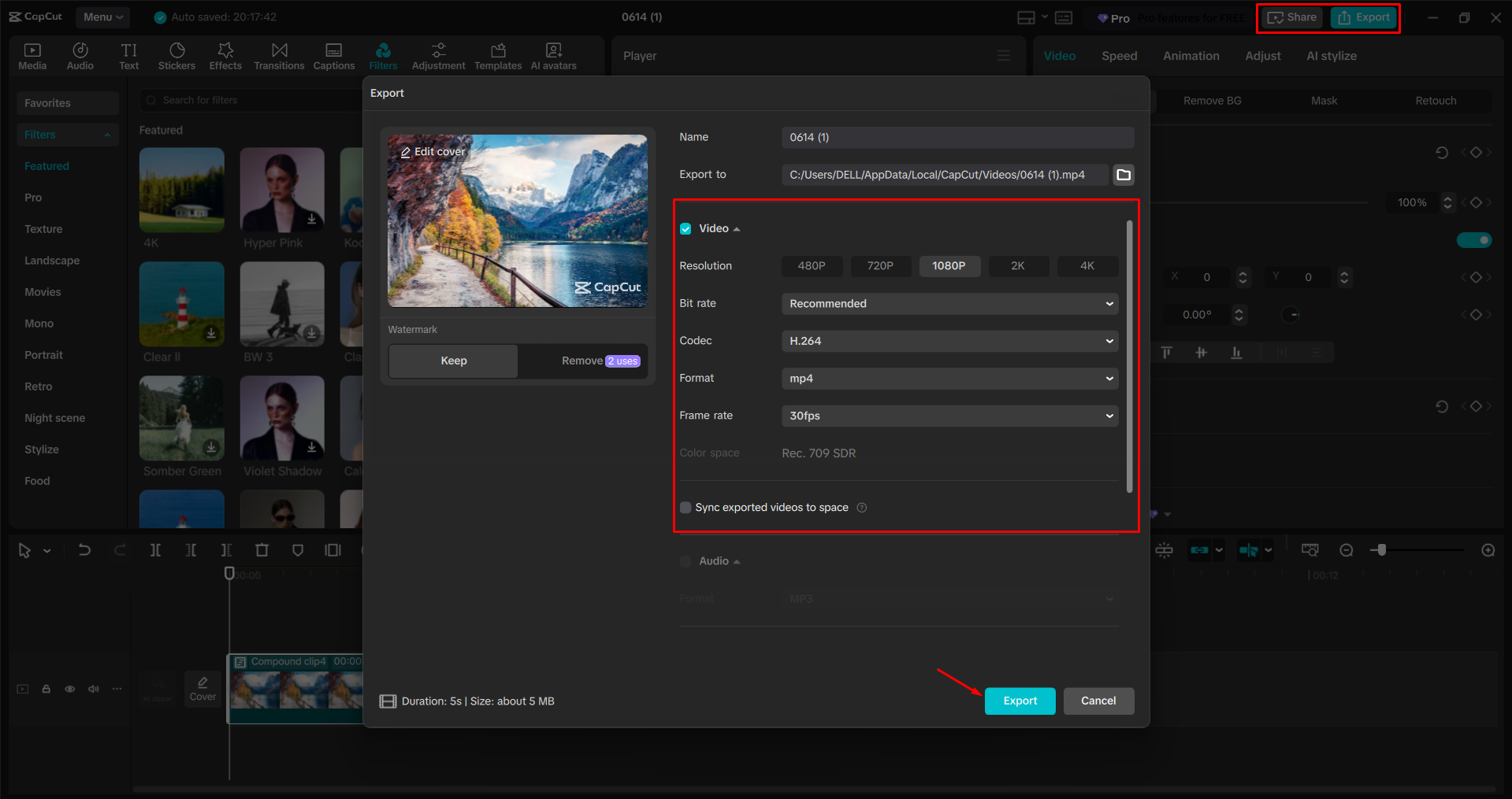 Exporter une vidéo à partir de l' CapCut éditeur vidéo de bureau