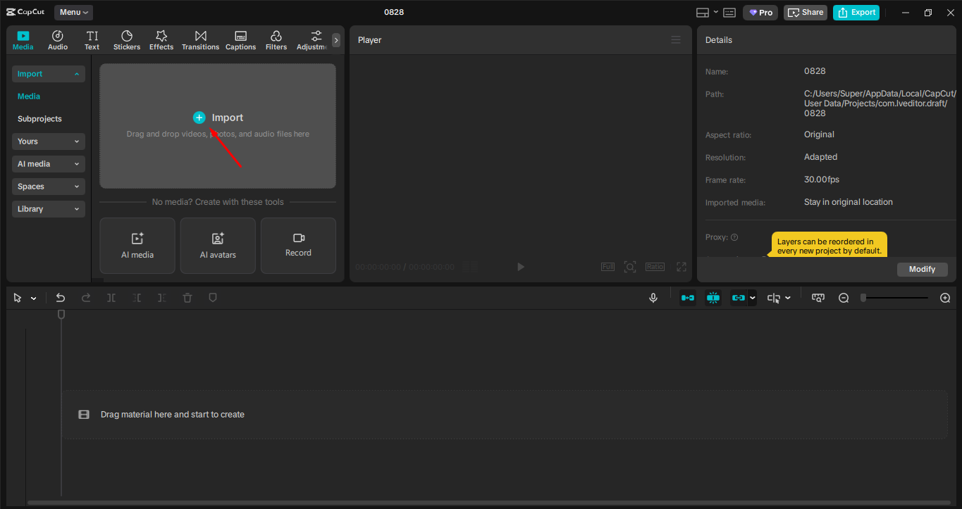 Pag-import ng larawan sa CapCut desktop video editor