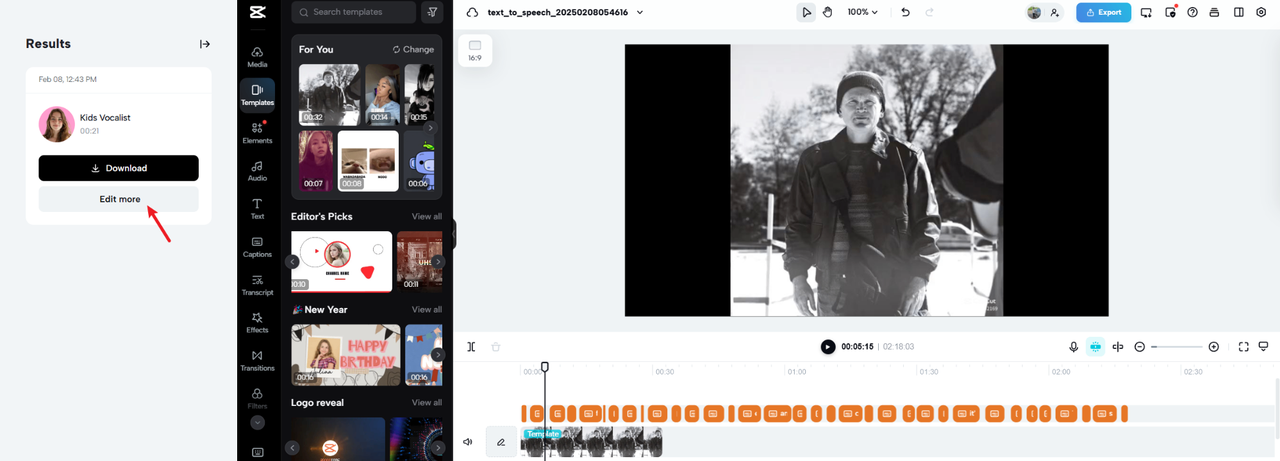 Integrated video editor