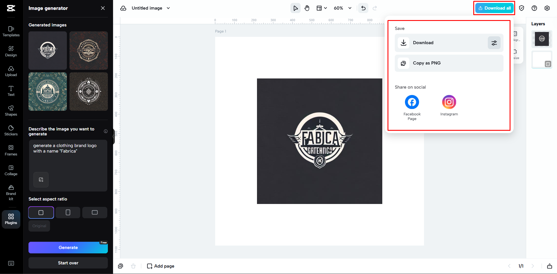 Memuat turun logo dari CapCut Web