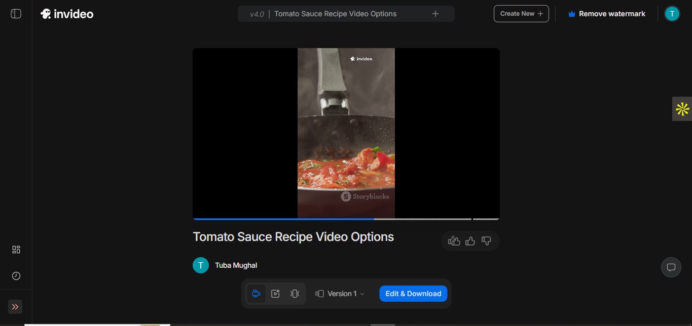 Invideo - AI food maker to edit quality food videos