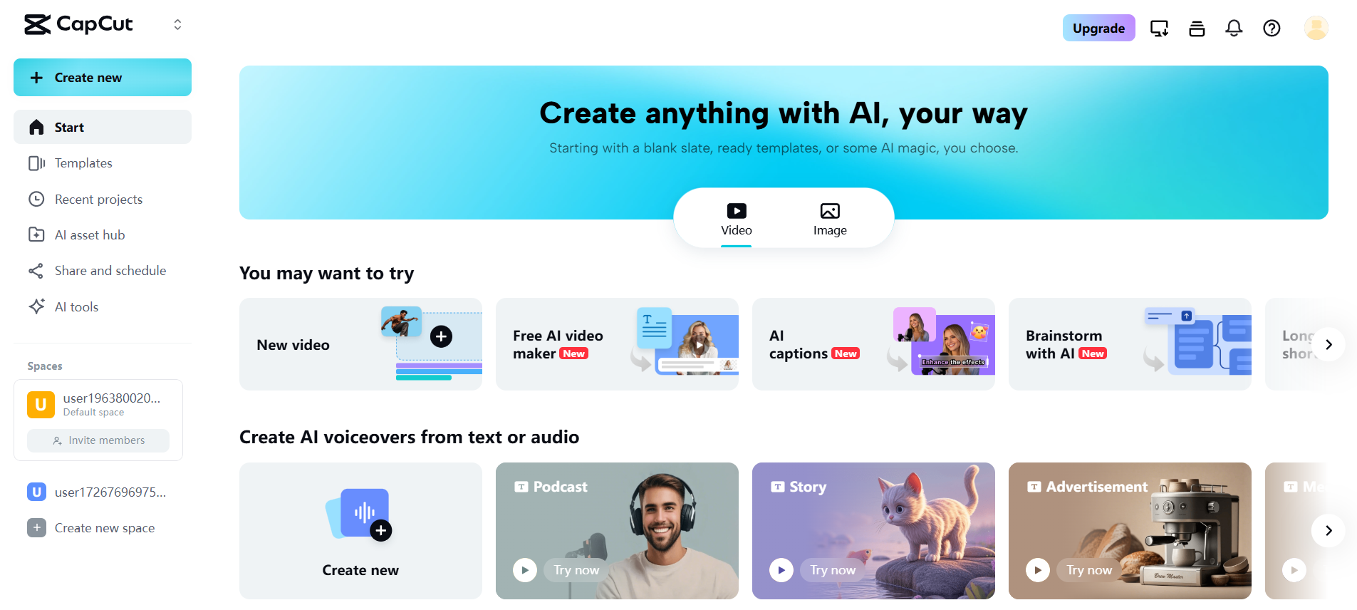 CapCut Web homepage