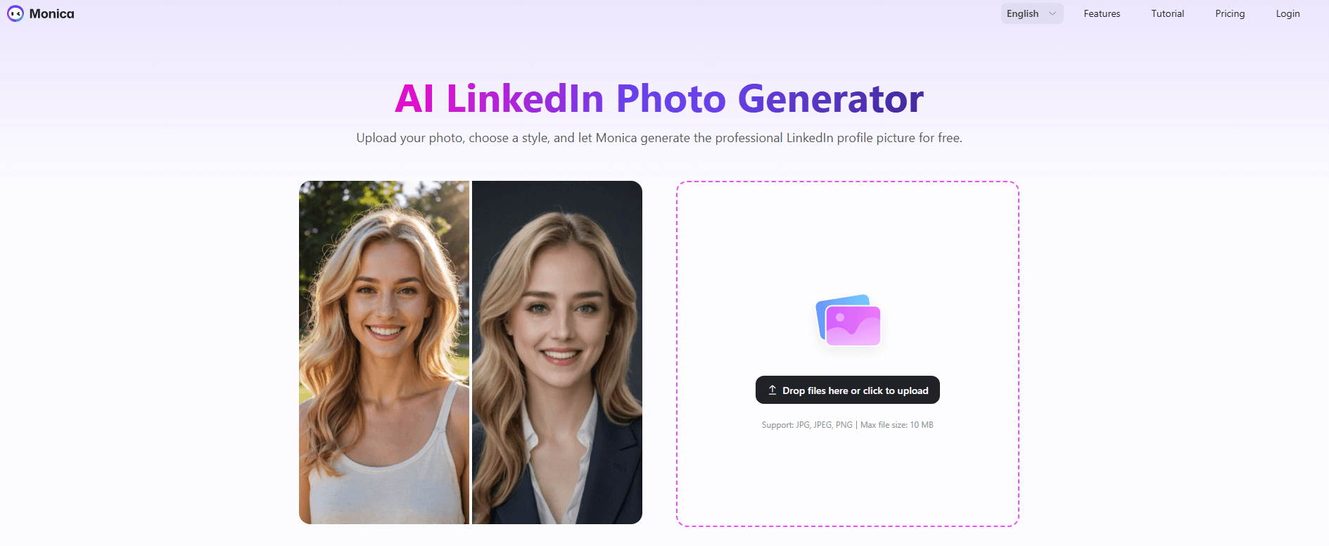 Monica AI - LinkedIn background image generator