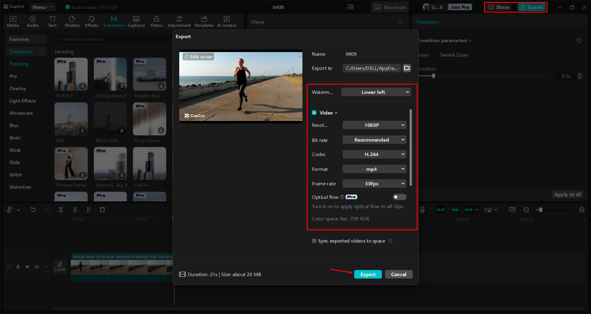 Exporter une vidéo à partir de l' CapCut éditeur vidéo de bureau