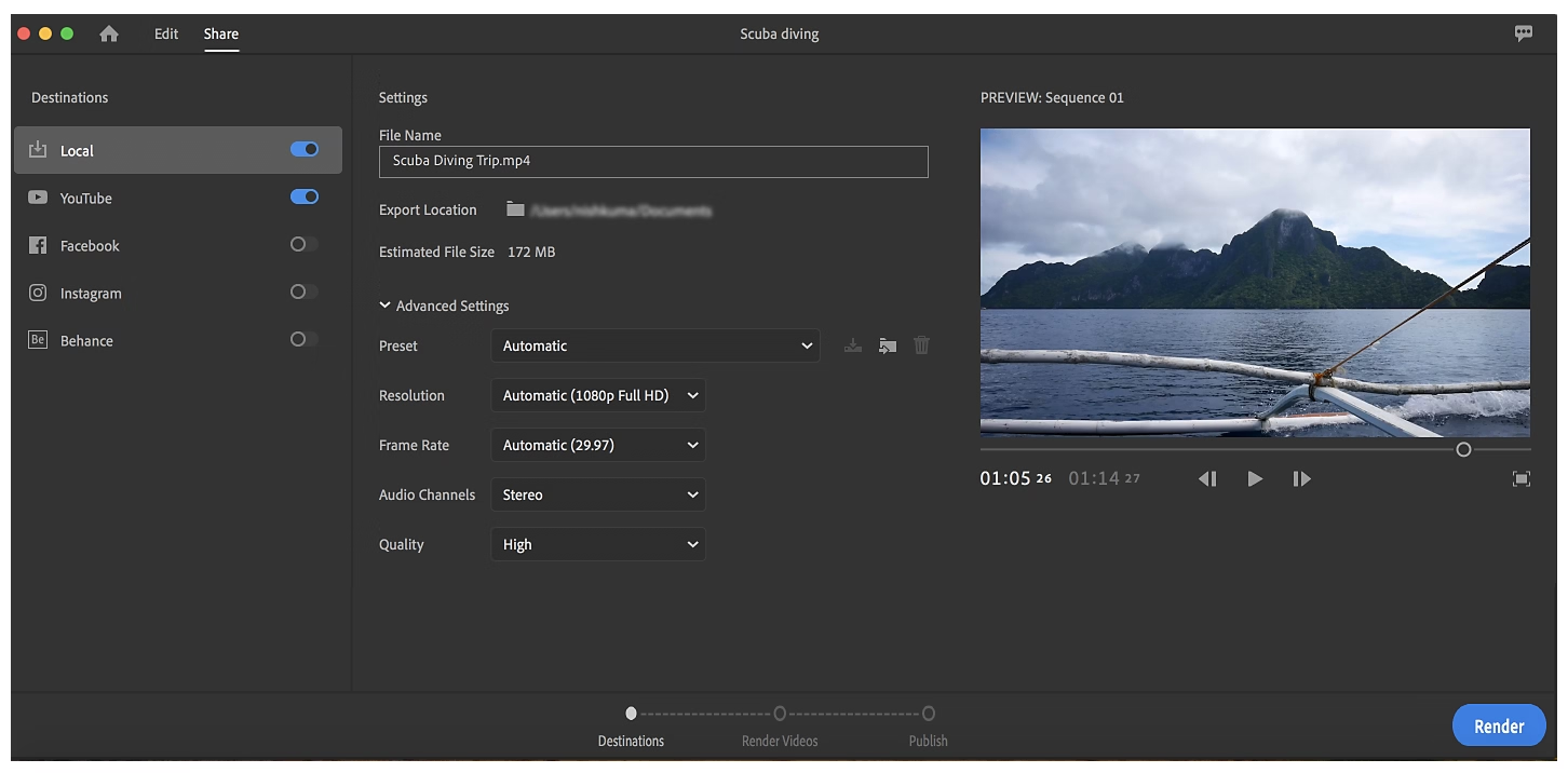 Adobe Premiere Rush's interface