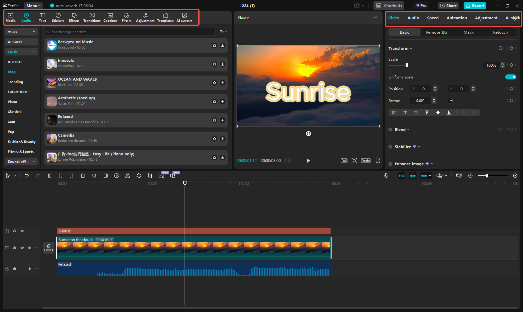 Mengedit video YouTube dalam CapCut