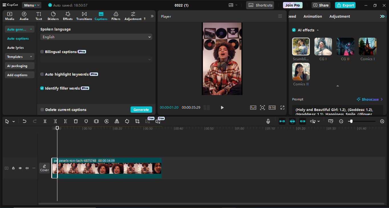 CapCut antarmuka editor video desktop