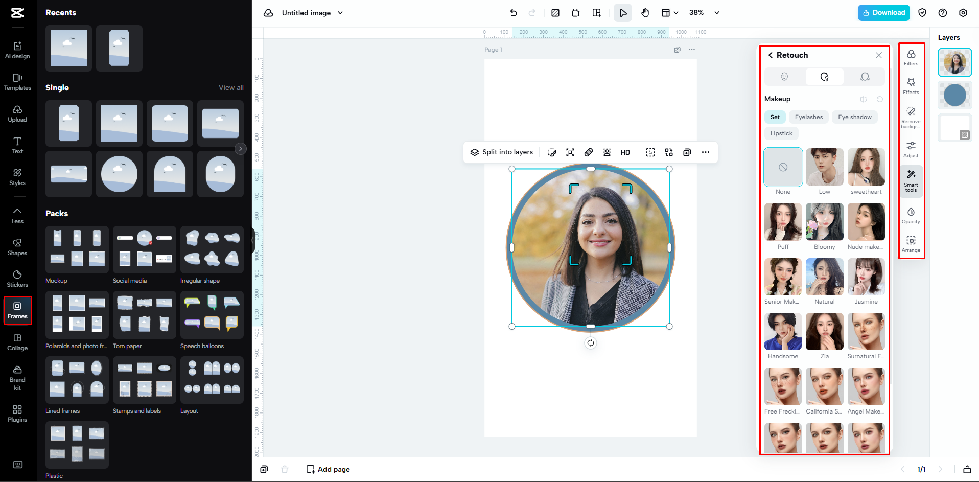 Editing upscaling the image with AI in CapCut Web