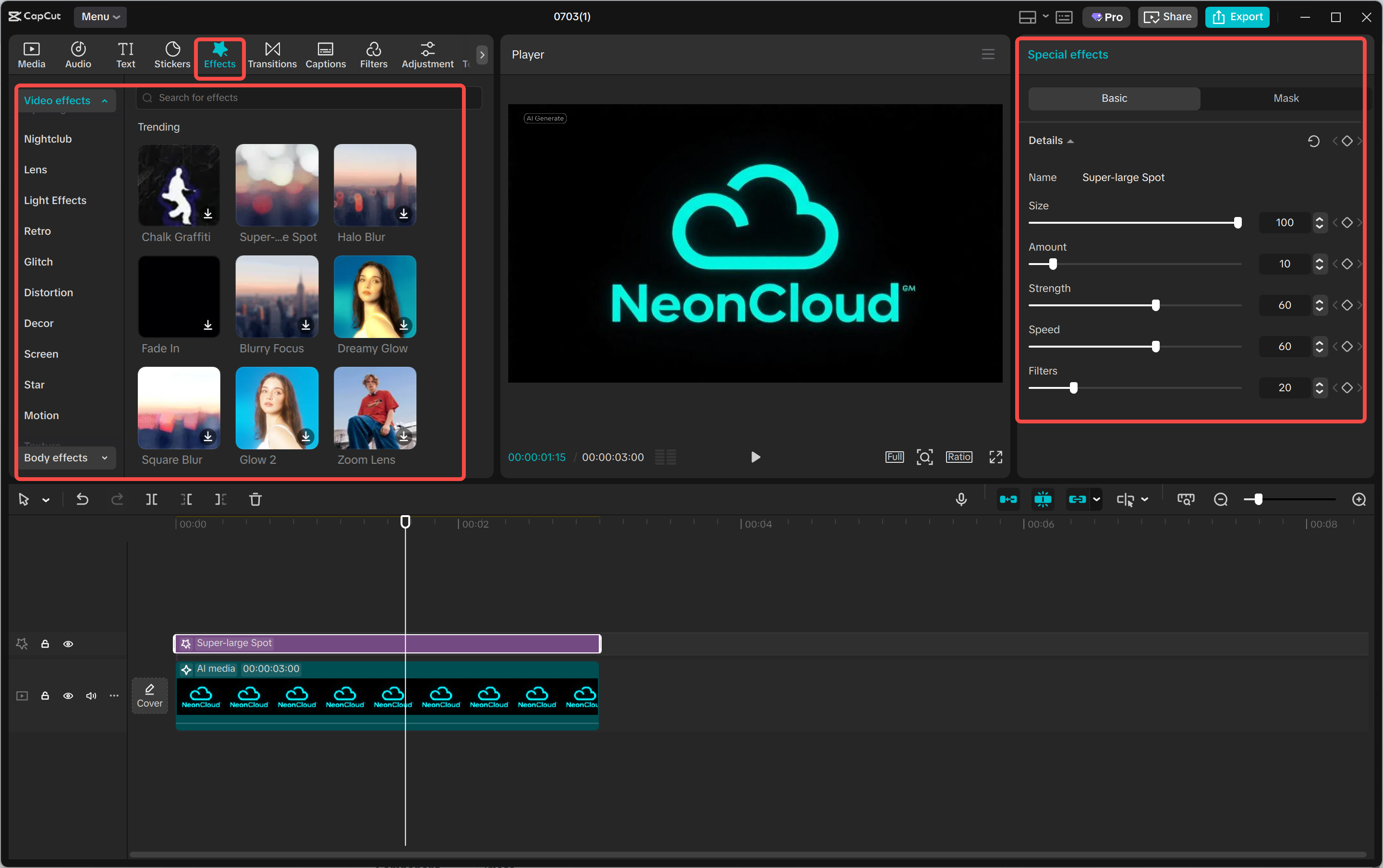Creating the logo in the CapCut desktop video editor