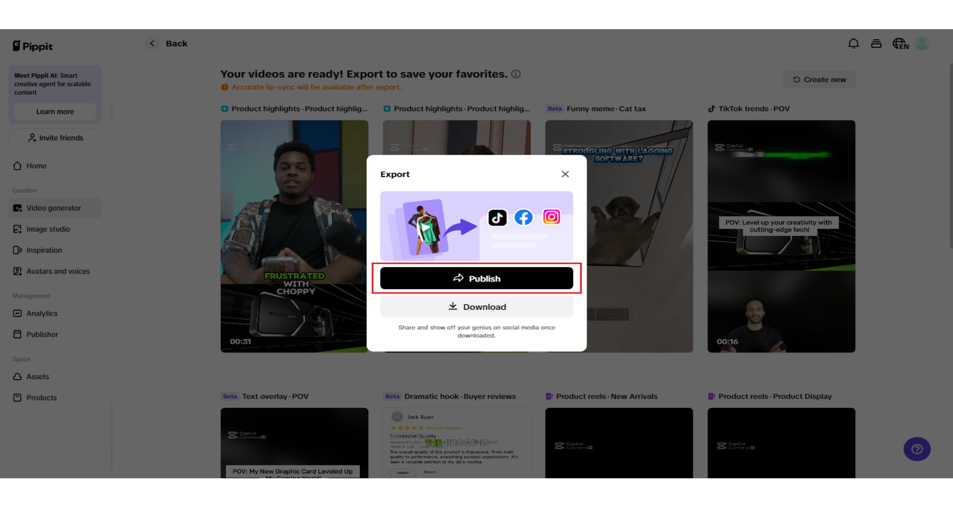Publish your video