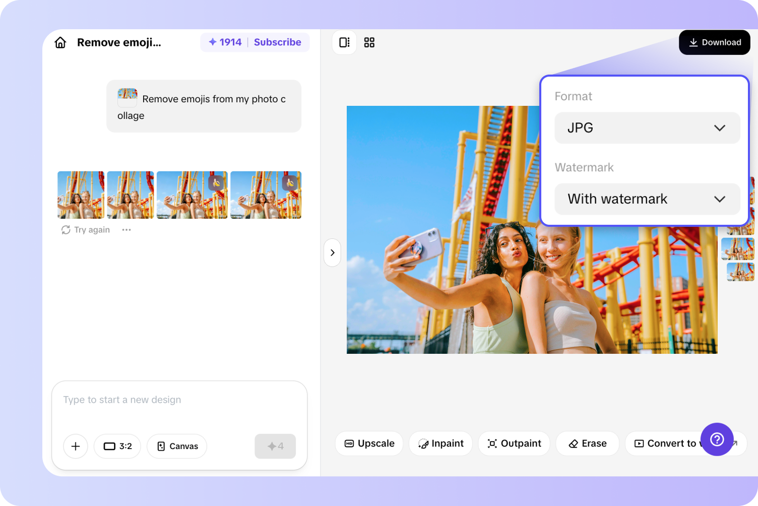 Exporting clean image from Pippit