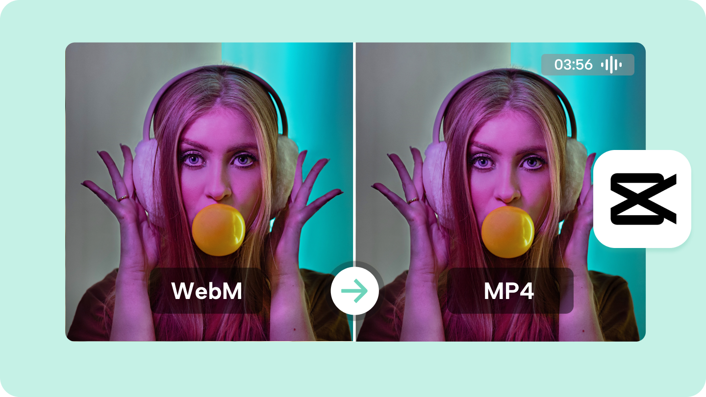 Ett diagram som visar processen för att ändra en WebM-videofil till en MP4-fil för bredare offlineuppspelning och redigeringsanvändning.